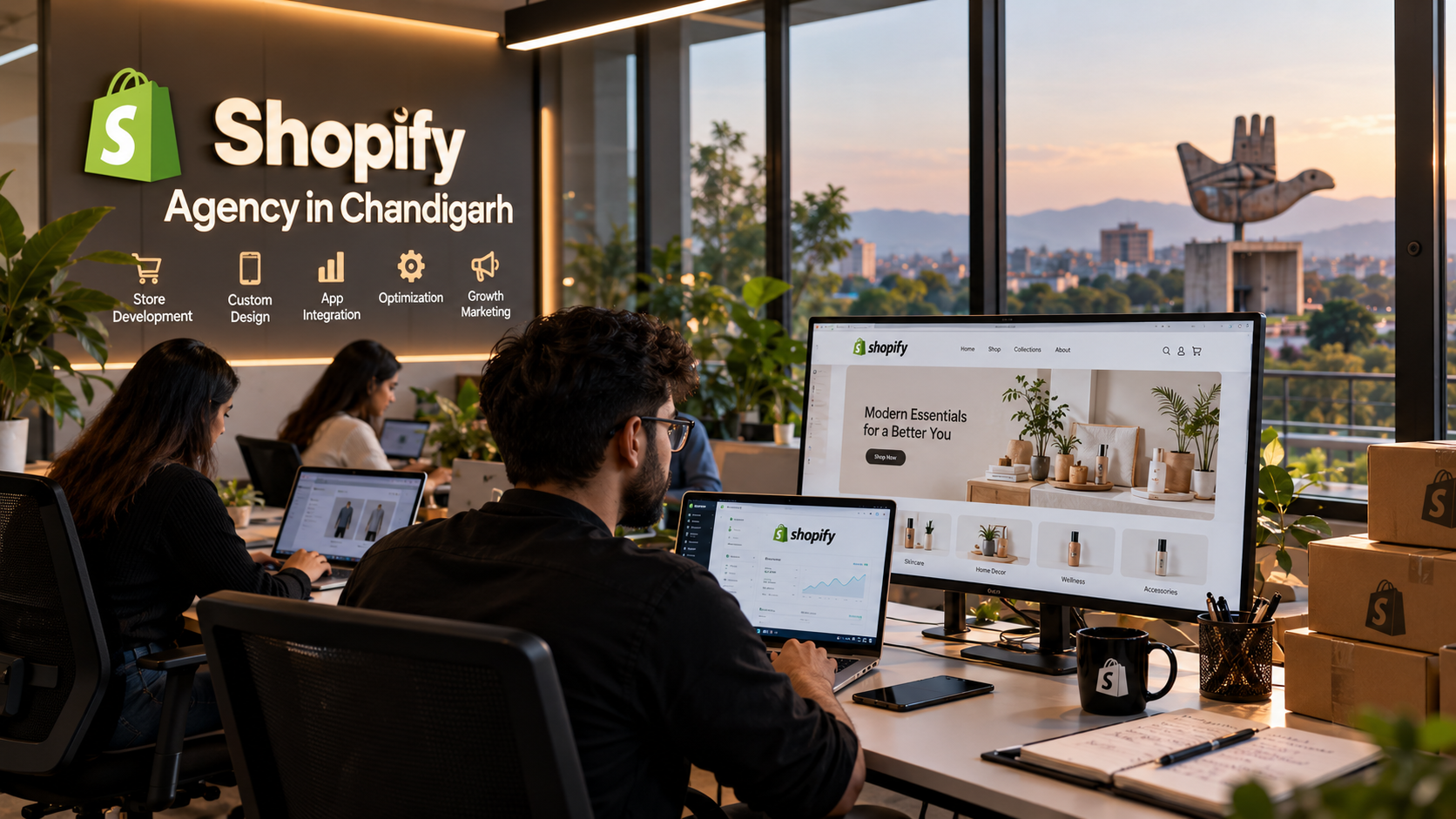 shopify-agency-in-chandigarh team developing custom online store interface